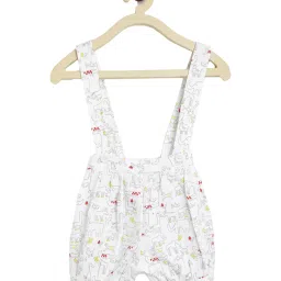 lil tomatoes Li'l Tomatoes Kids Yellow & White Cotton Printed Dungaree image 3