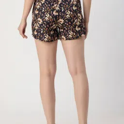 Moomaya Navy & Brown Floral Print Shorts image 2