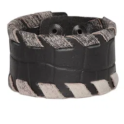 PUNK Men Black Leather Bracelet image 1