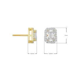 Emori 14k Yellow Gold & Lab Grown Diamond Shimmering Halo Emerald Stud Earrings image 2