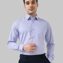 Raymond Purple Cotton Regular Fit Self Pattern Shirt-picture-24
