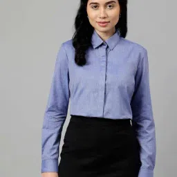 English Navy Blue Cotton Regular Fit Shirt-picture-20