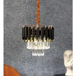 ELIANTE Torrica Cristal LED Chandlier 300 mm (12 inch) Black With Adjustable Colour Temperature image 5