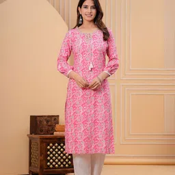 Moda Rapido Floral Printed Tie-Up Neck Straight Kurta-picture-16