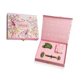 Natural Vibes Jade Face Roller, Jade Gua Sha & Nirvana Flower Oil Gift Set image 1