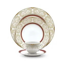 NORITAKE Queen's Fountain White & Green Porcelain Dinner Set image 1