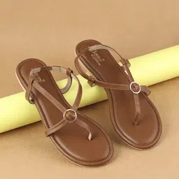 D'LORZERI Women's Brown Sling Back Sandals-image-71