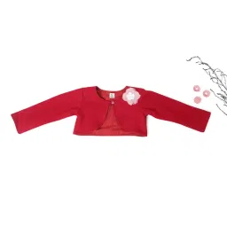 A Little Fable Kids Red Applique Full Sleeves Shurg image 1