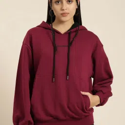 Dillinger Maroon Fleece Typographic Oversized Hoodie image 1