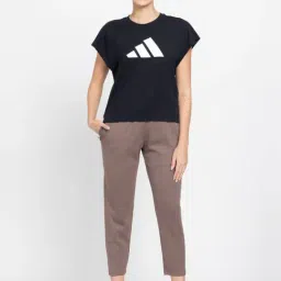adidas Black Cotton Logo Print Sports T-Shirt image 4