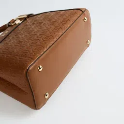 Elle Tan Logo Satchel Handbag image 5