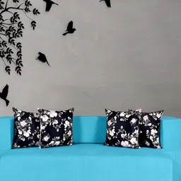 FRIENDS LIFE Blue & Black Foam 3 Seater Fold Out Sofa Cum Bed With 4 Pillows-image-77