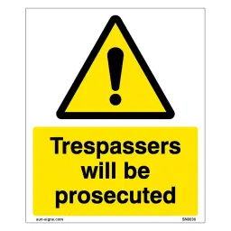 SUNSIGNS  Trespassers Will Be Prosecuted Signages Size 400x500 mm HP Print + Vinyl, SN0036-picture-2