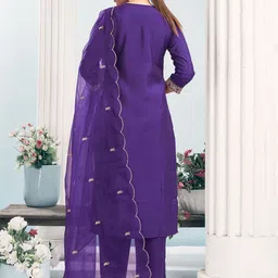 SANISA Women Ethnic Motifs Embroidered Kurta with Trousers & Dupatta image 5
