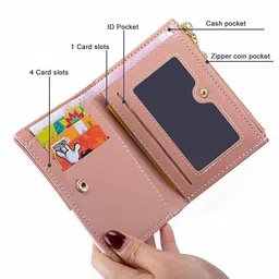 alexvyan Pink Small Bi-Fold Women's Purse Wallet Card Organizer Female Hand Clutch Women/Ladies/Girls Wallets Credit Card Holder 2 Pocket -Coin Pocket Style-Colorblock image 5