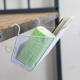 mosquick MosQuick® Multipurpose Bed side storage organiser, Dorm bed hanging basket, kitchen cabinet organizer, Bed side caddy & hanging organizer space saving alternate to side table for bedroom - White image 5