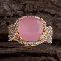 Kushal's Fashion Jewellery Gold Plated CZ Studded Adjustable Finger Ring image 1