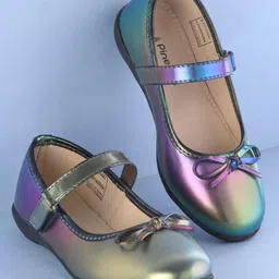 Pine Kids Ballerinas  with Velcro Closure & Bow Applique - Blue-picture-14