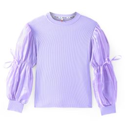 Kookie Kids Full Puff Sleeves Top with Bow Detailing - Lilac-picture-39