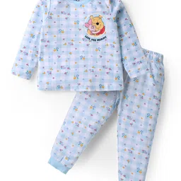 Babyhug Disney Single Jersey Knit Full Sleeves Night Suit Set With Winnie The Pooh Graphic - Light Blue-picture-13