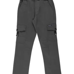 CAVIO Cotton Blend Woven Solid Cargo Pants With Belt - Dark Grey-picture-20
