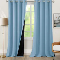 BFAM Blue Set of 2 Black Out Door Curtain-picture-16