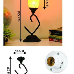 SOMIL Orange Printed Glass Cylindrical Shaped Table Lamp image 5