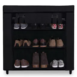Urban Choice 3-Layer Black Metal Shoe Rack Durable & Space-Saving Organizer image 2
