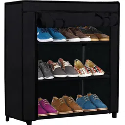 Urban Choice 3-Layer Black Metal Shoe Rack Durable & Space-Saving Organizer image 3