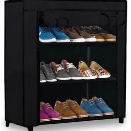 Urban Choice 3-Layer Black Metal Shoe Rack Durable & Space-Saving Organizer image 4