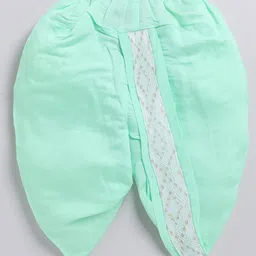 LITTLE COLLARS Jacquard Woven Full Sleeves Abstract Embroidered Achkan With Dhoti & Brooch Set - Green image 5