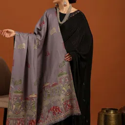 Tweedle Ethnic Motifs Woven Design Zari Shawl image 2