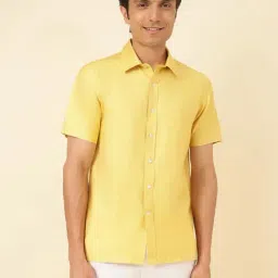 Fabindia Yellow Viscose Silk Straight Fit  Casual Shirt-picture-47