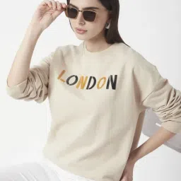 R&B Beige Cotton Embellished Sweatshirt image 3
