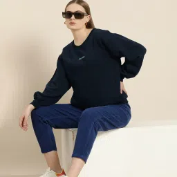 Dillinger Navy Fleece Typographic Oversized Pullover image 4