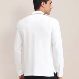 U.S. Polo Assn. White Cotton Slim Fit Logo Printed Polo T-Shirt image 2