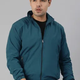 VOXATI Blue Full Sleeves Mandarin Collar Jacket image 1