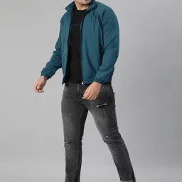 VOXATI Blue Full Sleeves Mandarin Collar Jacket image 4