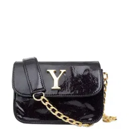 Yelloe Black Solid Medium Sling Handbag-picture-51