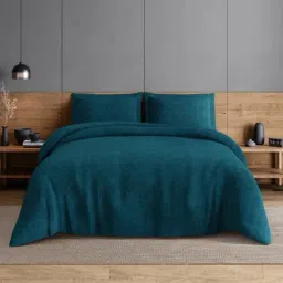 Spaces Dark Blue Cotton Chintz Floral Printed 300 TC Double Bedsheet with 2 Pillow Covers-image-11