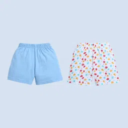 Bumzee Kids Sky Blue & White Printed Shorts (Pack Of 2) image 2