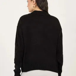 Styli Black Self Design Sweater image 2