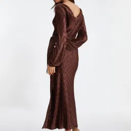 Quiz Brown Self Bodycon Dress image 2