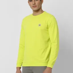 Peter England Green Cotton Polyblend Regular fit Solid Sweatshirt image 2