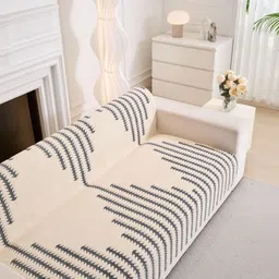 HOMETHREADS Grey & Cream-Coloured Printed Sofa Cover image 2