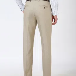 Peter England Beige Blended Slim fit Solid Trouser image 2