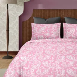 Ariana SORRENTO Pink Cotton 144 TC Double Size Bedsheet With 2 Pillow Covers image 2
