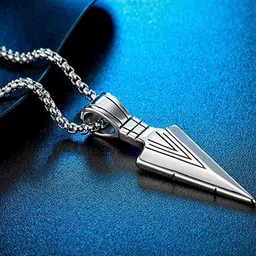 19TH JULY JEWELS Stainless Steel Silver-Plated Arrow Pendant With Chain-picture-29