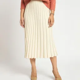 FEMMELLA White Relaxed Fit Solid Skirt-image-16