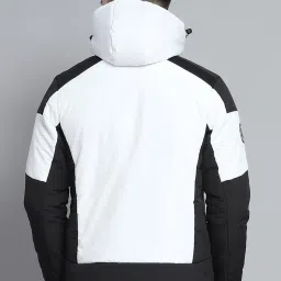 Monte Carlo Mens Solid White Hooded Neck Full Sleeve Jacket image 2